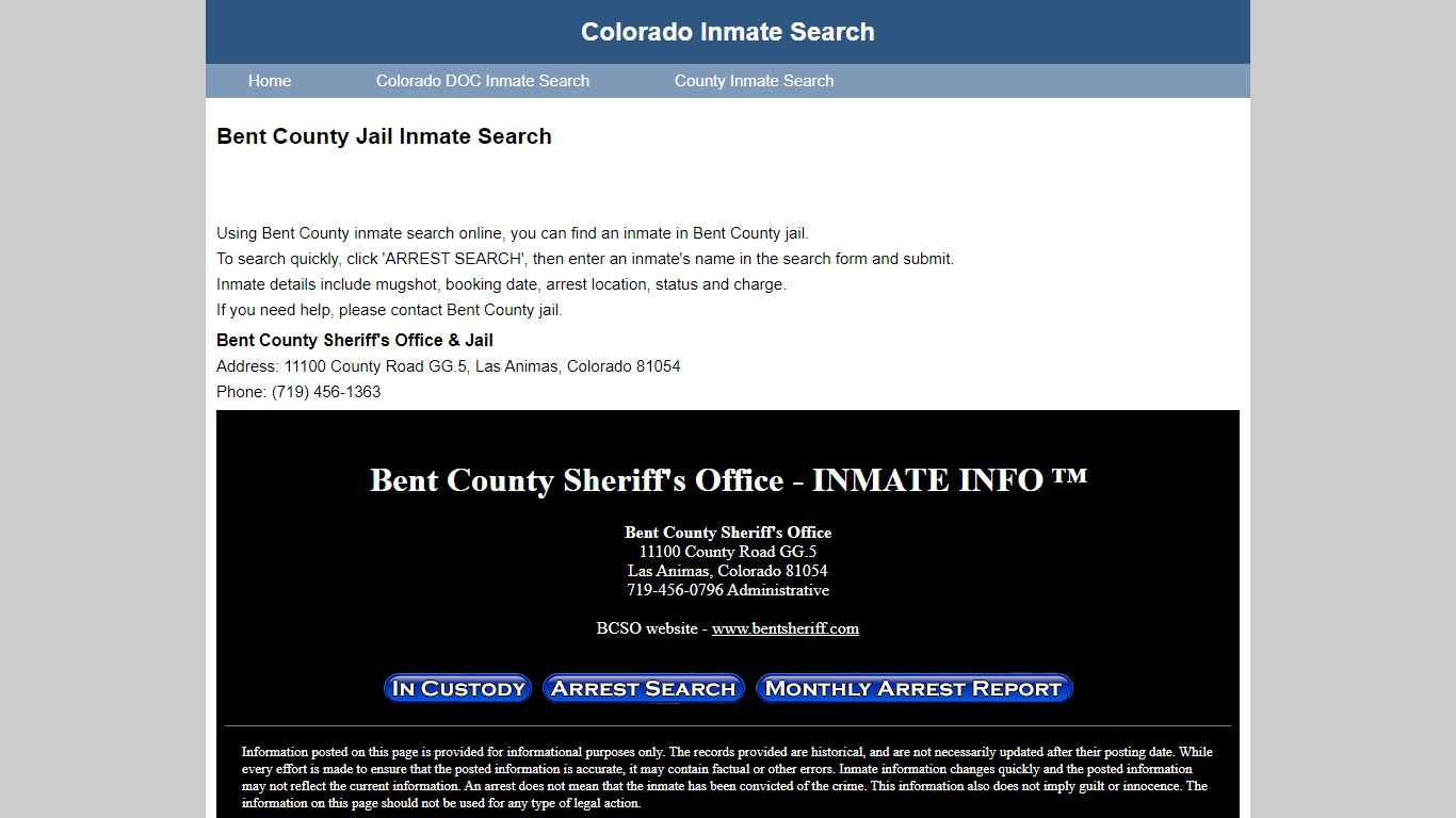 Bent County Jail Inmate Search