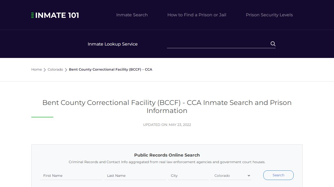 Bent County Correctional Facility (BCCF) - CCA Inmate ...